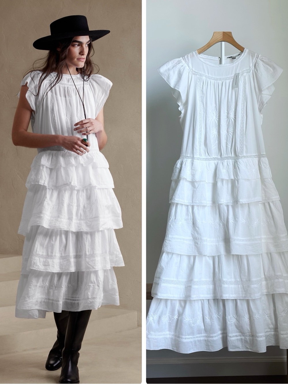 Banana Republic Selene embroidered tiered midi Dress Size S (NWT)